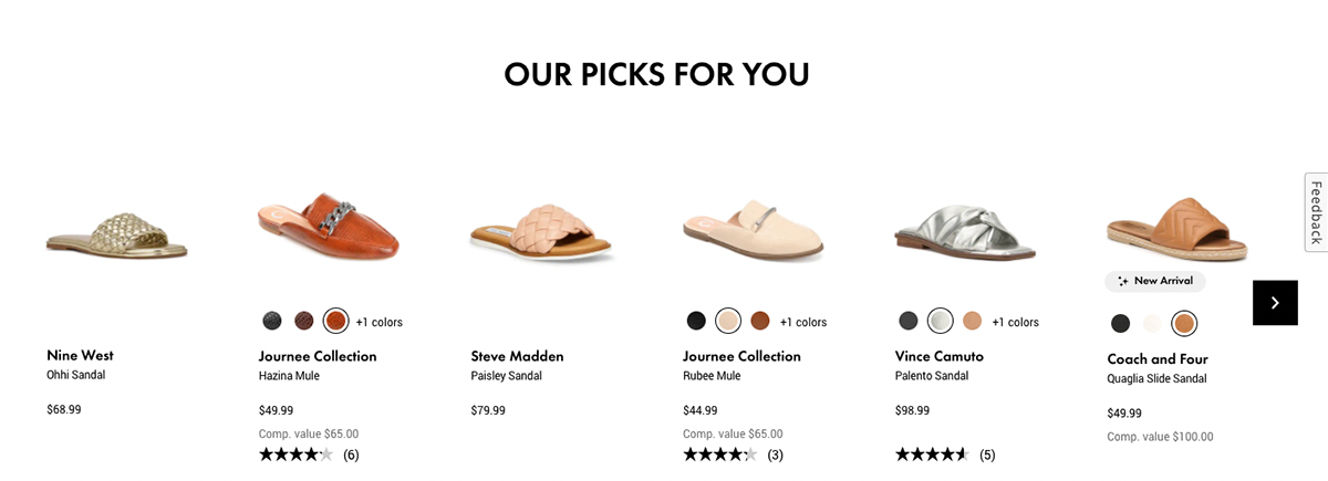 AI personalized product Recommendations - DSW